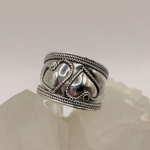 VINTAGE Sterling Silver Double Heart Ring